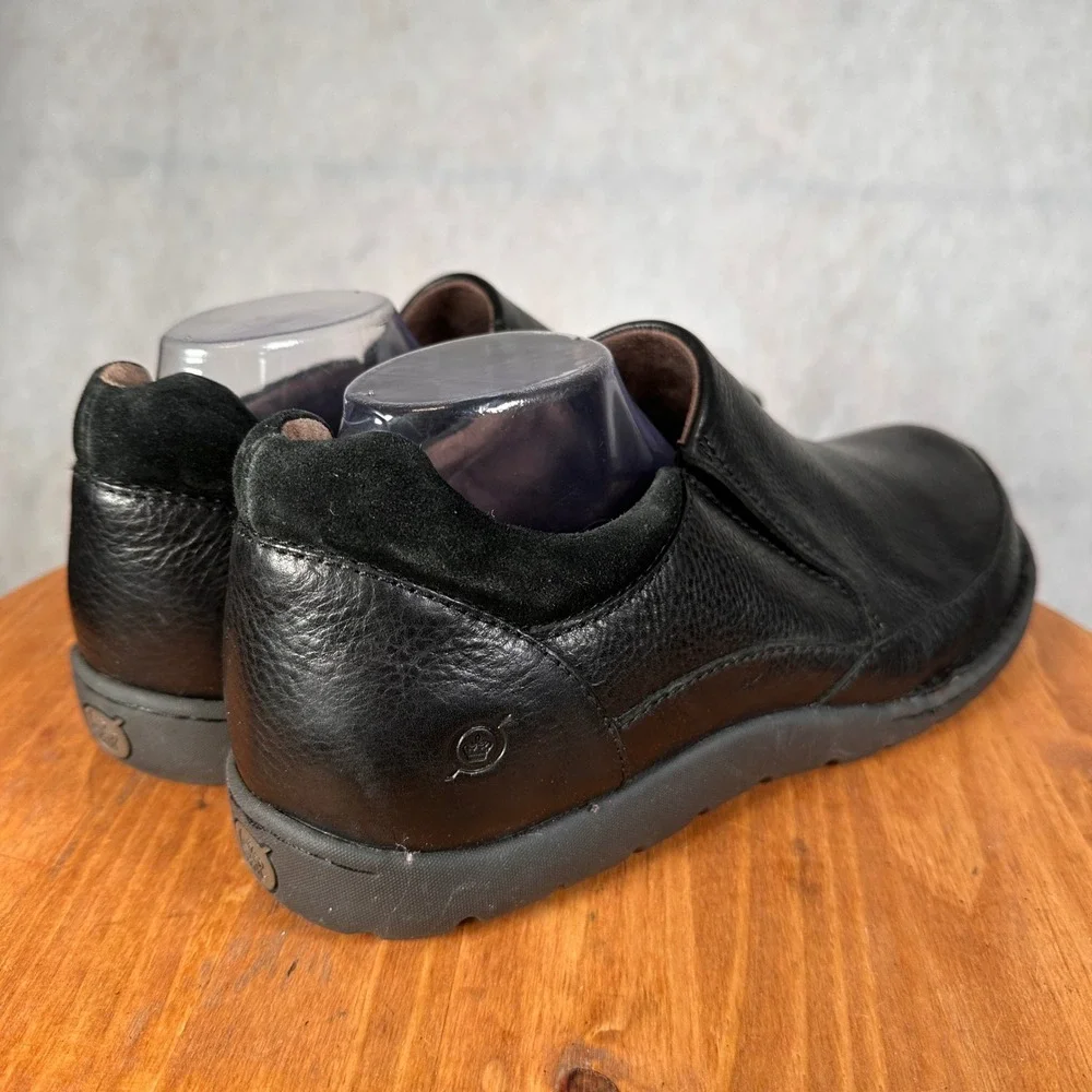 Born H48203 Slip On Loafers Mens 14 Black Good Leather Comfort Walking Shoes